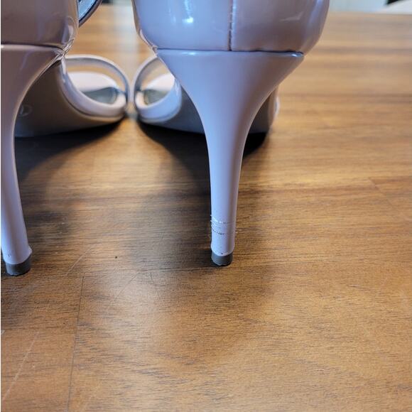 Worthington Patent Leather Strappy Heels 7.5 Nude‑Lilac Open Toe GUC - Picture 5 of 6